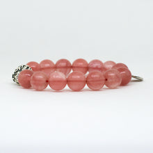 Load image into Gallery viewer, Cherry Quartz Stone Silver Bead Bracelet (12 MM)