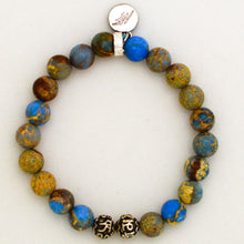 Load image into Gallery viewer, Sea Blue Jasper Stone Silver Bead Bracelet (8 MM)