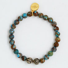Load image into Gallery viewer, Multi Shade Jasper Stone Silver Bead Bracelet (8 MM)