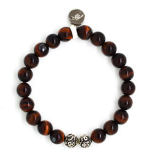 Load image into Gallery viewer, Red Tiger Eye Stone Silver Bead Bracelet (8 MM)