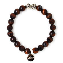 Load image into Gallery viewer, Red Tiger Eye Stone Silver Bead Bracelet (8 MM)