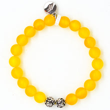 Load image into Gallery viewer, Yellow Agate Stone Silver Bead Bracelet (8 MM)