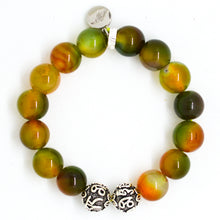 Load image into Gallery viewer, Grape Agate Stone Silver Bead Bracelet (12 MM)