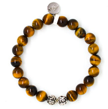 Load image into Gallery viewer, Tiger Eye Stone Silver Bead Bracelet (8 MM)