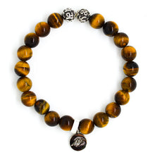 Load image into Gallery viewer, Tiger Eye Stone Silver Bead Bracelet (8 MM)