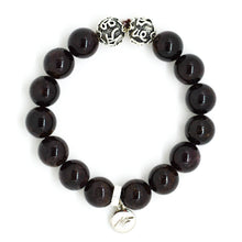 Load image into Gallery viewer, Garnet Stone Silver Bead Bracelet (12 MM)