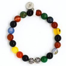 Load image into Gallery viewer, Multi Color Agate Stone Silver Bead Bracelet (8 MM)