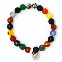 Load image into Gallery viewer, Multi Color Agate Stone Silver Bead Bracelet (8 MM)