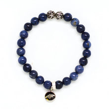 Load image into Gallery viewer, Blue Sapphire Stone Silver Bead Bracelet (8 MM)