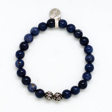 Load image into Gallery viewer, Blue Sapphire Stone Silver Bead Bracelet (8 MM)