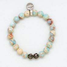Load image into Gallery viewer, Snake Jasper Stone Silver Bead Bracelet (8 MM)