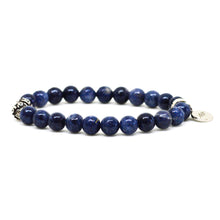 Load image into Gallery viewer, Blue Sapphire Stone Silver Bead Bracelet (8 MM)
