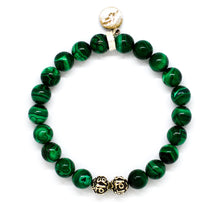 Load image into Gallery viewer, Malachite Stone Silver Bead Bracelet (8 MM)