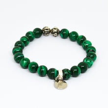 Load image into Gallery viewer, Malachite Stone Silver Bead Bracelet (8 MM)