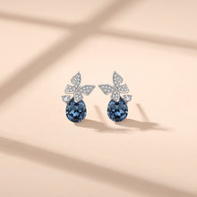 Load image into Gallery viewer, Dainty Blue Swarovski Crystal Silver Earrings
