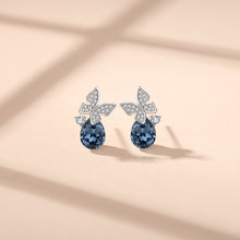 Load image into Gallery viewer, Dainty Blue Swarovski Crystal Silver Earrings