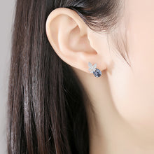 Load image into Gallery viewer, Dainty Blue Swarovski Crystal Silver Earrings
