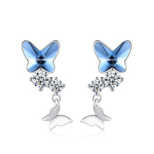 Load image into Gallery viewer, Barcelona Blue Butterfly Swarovski Silver Earrings
