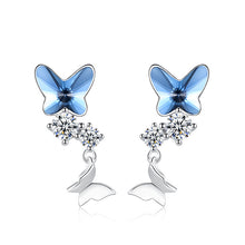 Load image into Gallery viewer, Barcelona Blue Butterfly Swarovski Silver Earrings