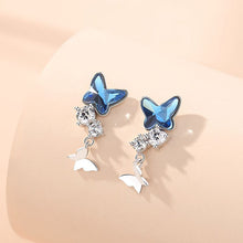 Load image into Gallery viewer, Barcelona Blue Butterfly Swarovski Silver Earrings