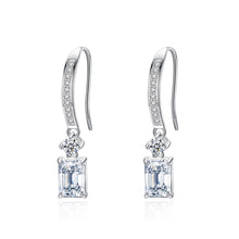Load image into Gallery viewer, Dangling Princess Cut Zircon Silver Earrings