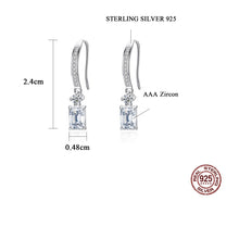 Load image into Gallery viewer, Dangling Princess Cut Zircon Silver Earrings