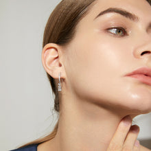 Load image into Gallery viewer, Dangling Princess Cut Zircon Silver Earrings