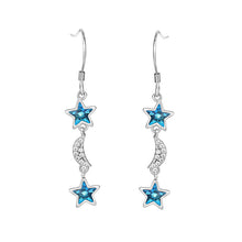 Load image into Gallery viewer, Dangling Blue Star Swarovski Silver Earrings
