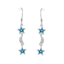 Load image into Gallery viewer, Dangling Blue Star Swarovski Silver Earrings