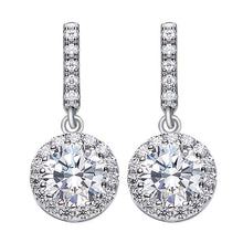 Load image into Gallery viewer, Parisian Dangling Zircon Solitaire Silver Earrings