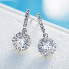 Load image into Gallery viewer, Parisian Dangling Zircon Solitaire Silver Earrings