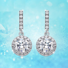 Load image into Gallery viewer, Parisian Dangling Zircon Solitaire Silver Earrings
