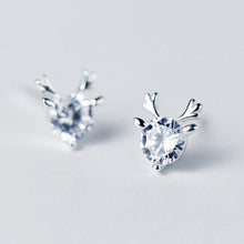 Load image into Gallery viewer, Eclectic Deer Stud Silver White Zircon Earrings