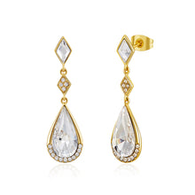 Load image into Gallery viewer, 18 K Gold Plated Drop Swarovski Crystal Silver Earrings