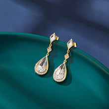 Load image into Gallery viewer, 18 K Gold Plated Drop Swarovski Crystal Silver Earrings