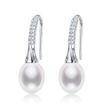 Load image into Gallery viewer, Natural Drop Pearl White Zircon Silver Earrings