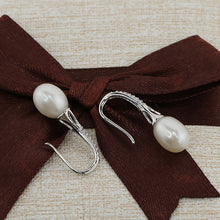 Load image into Gallery viewer, Natural Drop Pearl White Zircon Silver Earrings