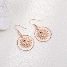 Load image into Gallery viewer, Rose Gold Star Circle Hook Dangling Silver Earrings
