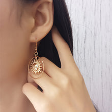 Load image into Gallery viewer, Rose Gold Star Circle Hook Dangling Silver Earrings