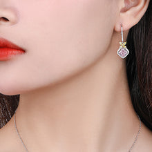 Load image into Gallery viewer, Ruby American Diamond Dangling Silver Earrings