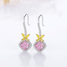 Load image into Gallery viewer, Ruby American Diamond Dangling Silver Earrings