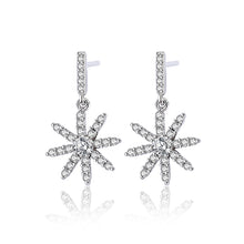 Load image into Gallery viewer, Dangling Star White Zircon Studded Silver Earrings