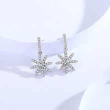 Load image into Gallery viewer, Dangling Star White Zircon Studded Silver Earrings