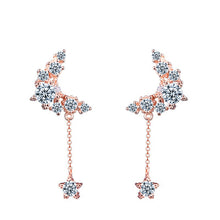 Load image into Gallery viewer, Rose Gold Dangle Star Zircon Silver Earrings