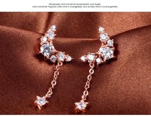 Load image into Gallery viewer, Rose Gold Dangle Star Zircon Silver Earrings
