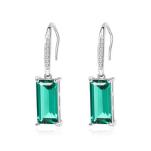 Load image into Gallery viewer, Milano Emerald Zircon Dangling Silver Earrings
