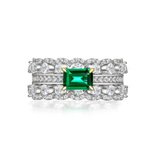 Load image into Gallery viewer, Eva Emerald American Diamond Silver Ring