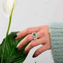 Load image into Gallery viewer, Eva Emerald American Diamond Silver Ring