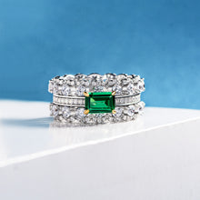 Load image into Gallery viewer, Eva Emerald American Diamond Silver Ring