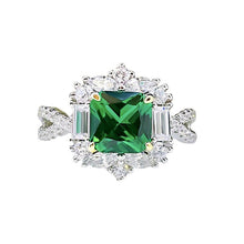 Load image into Gallery viewer, Milano Emerald American Diamond Silver Ring

